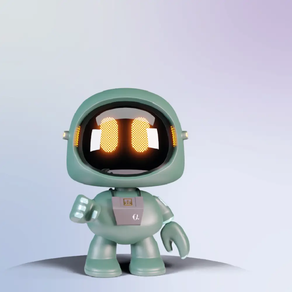 Visualisierung von Kosmo – der tatsächliche Chatbot arbeitet unsichtbar im Hintergrund. 