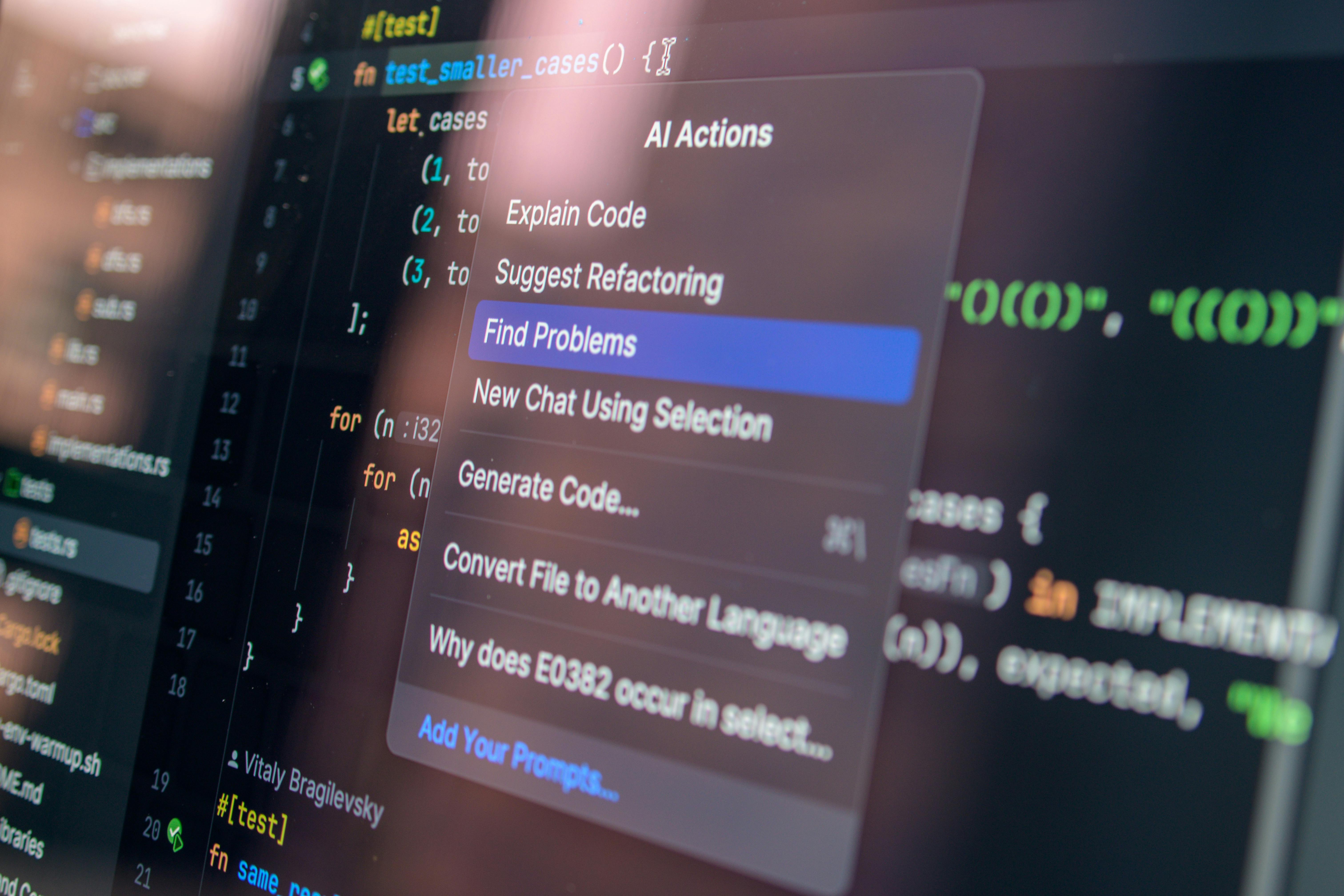 Beispiel für den Einsatz von KI-Aktionen in einem Softwareprogramm. 